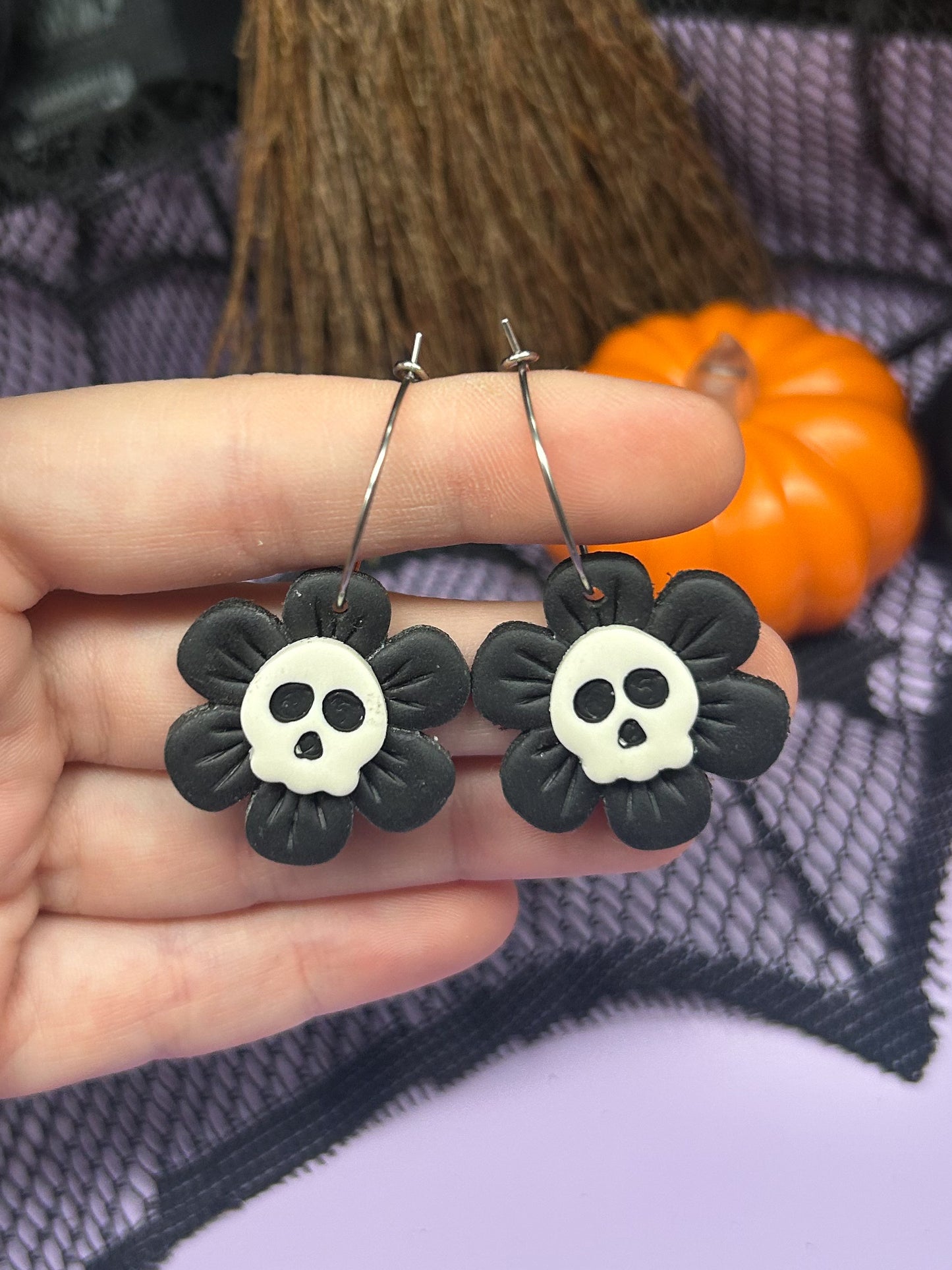 Flower Power Skull Hoops