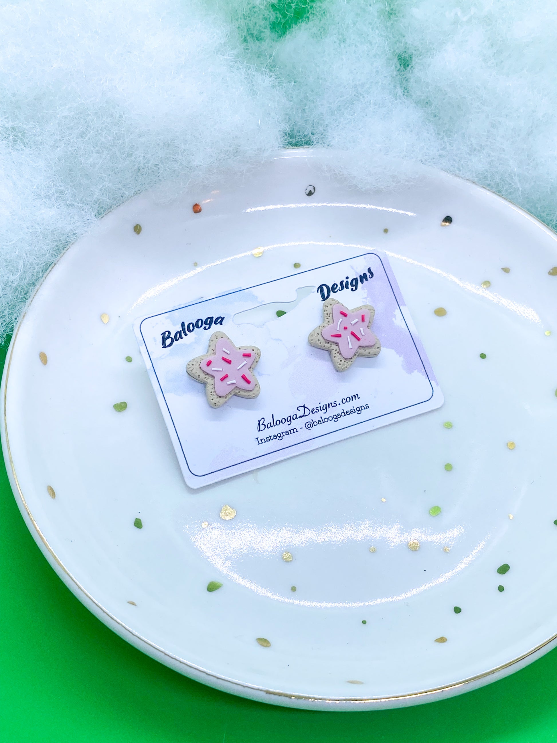 Frosted Pink Star Cookie Studs - Balooga Designs