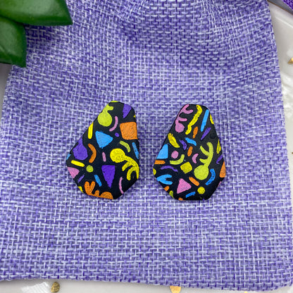 Alexandria Studs in Neon Doodles - Balooga Designs