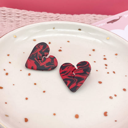 Cracked Heart Oversized Studs