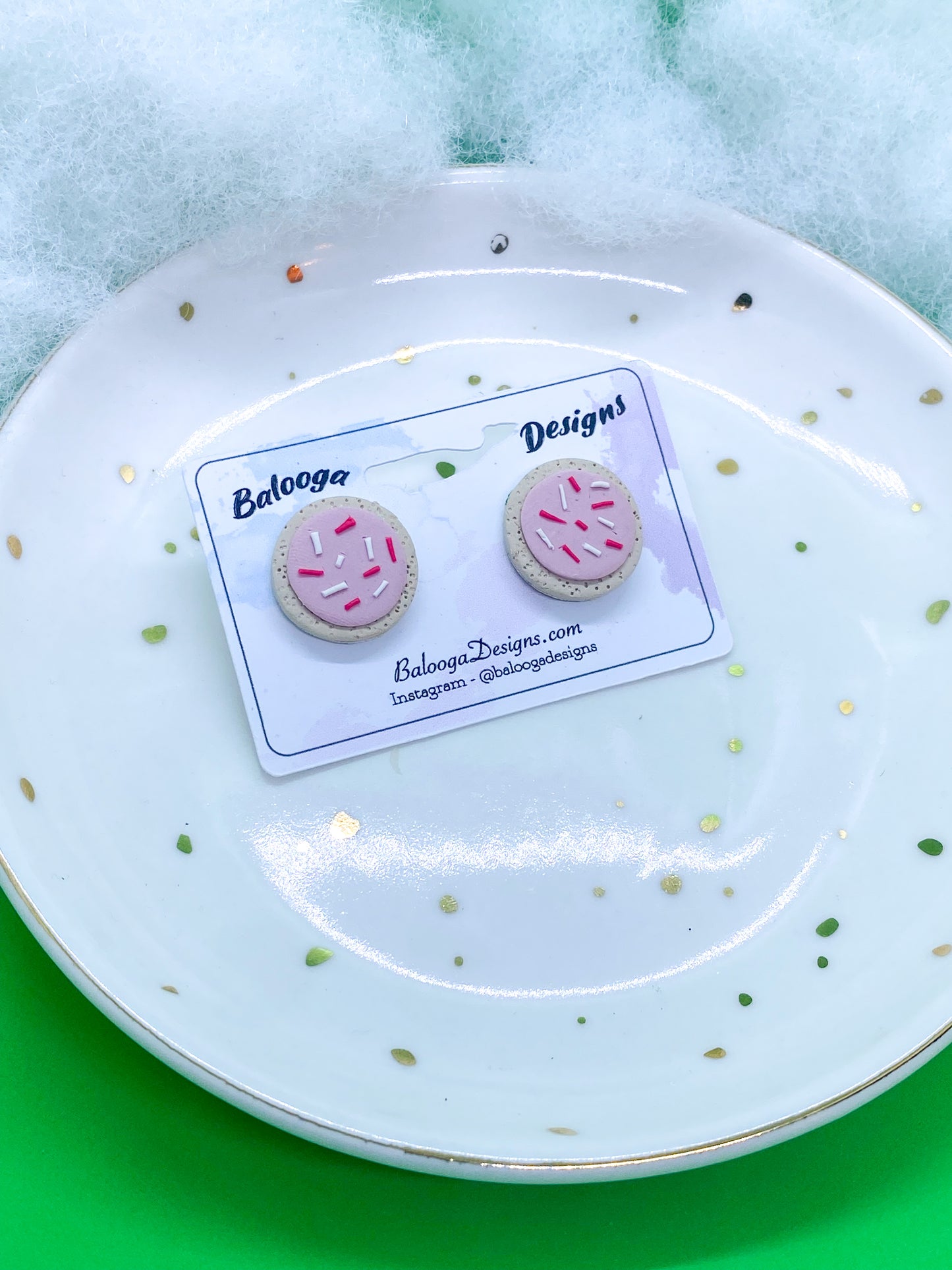 Frosted Pink Round Cookie Studs - Balooga Designs