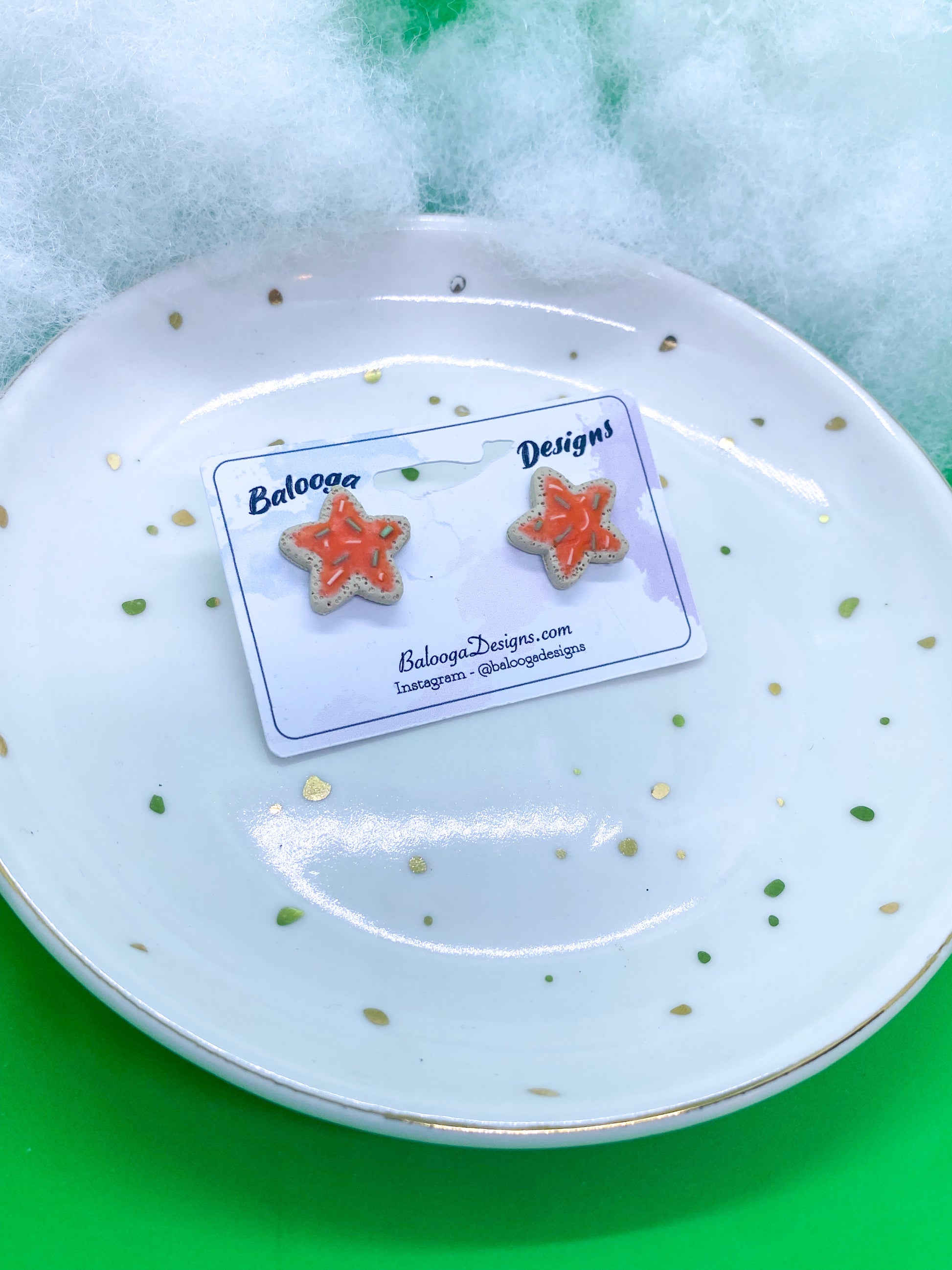 Glazed Red Star Cookie Studs - Balooga Designs