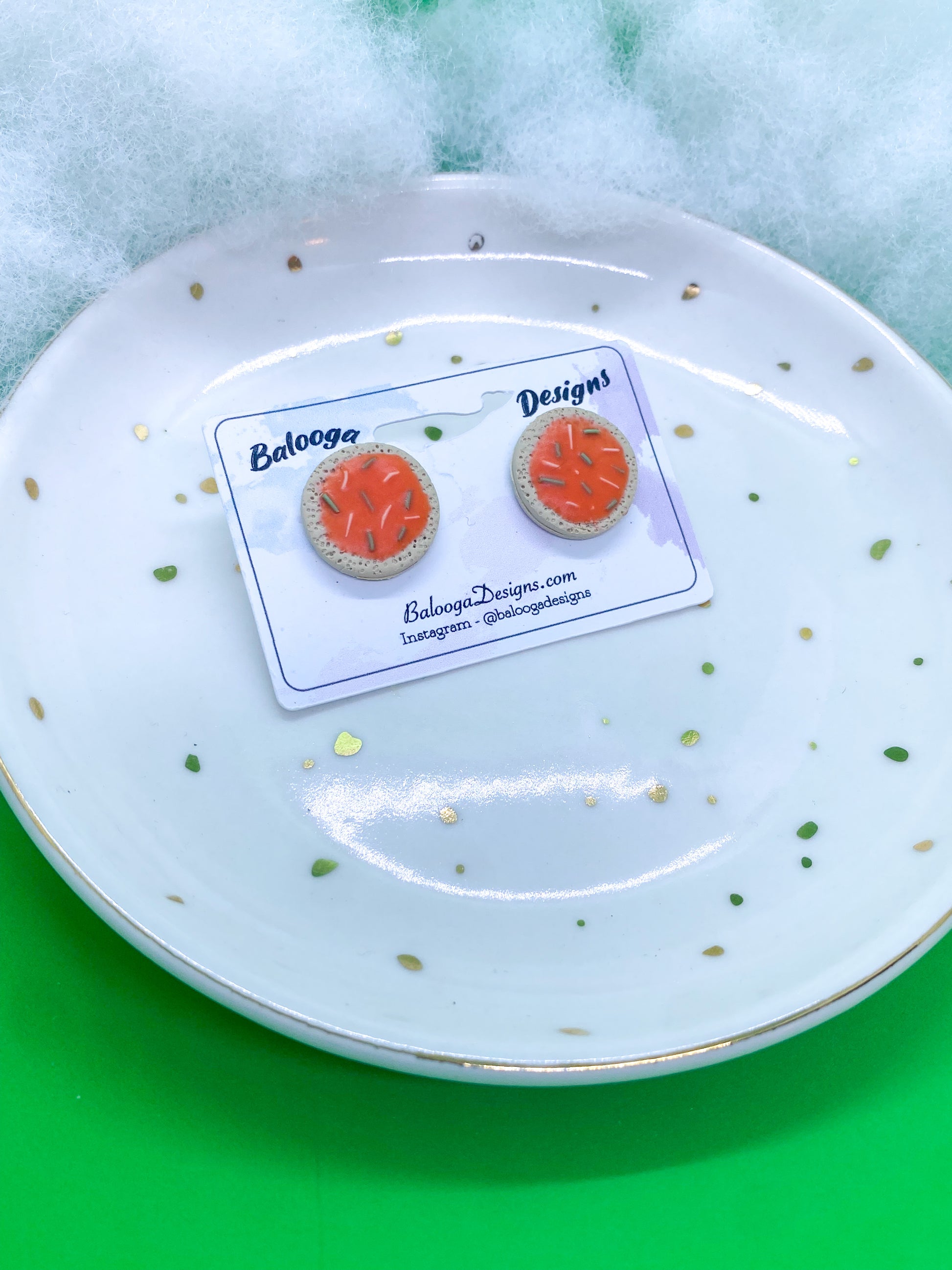 Glazed Red Round Cookie Studs - Balooga Designs