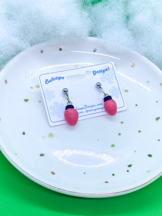 Dangly Pink Light Studs - Balooga Designs