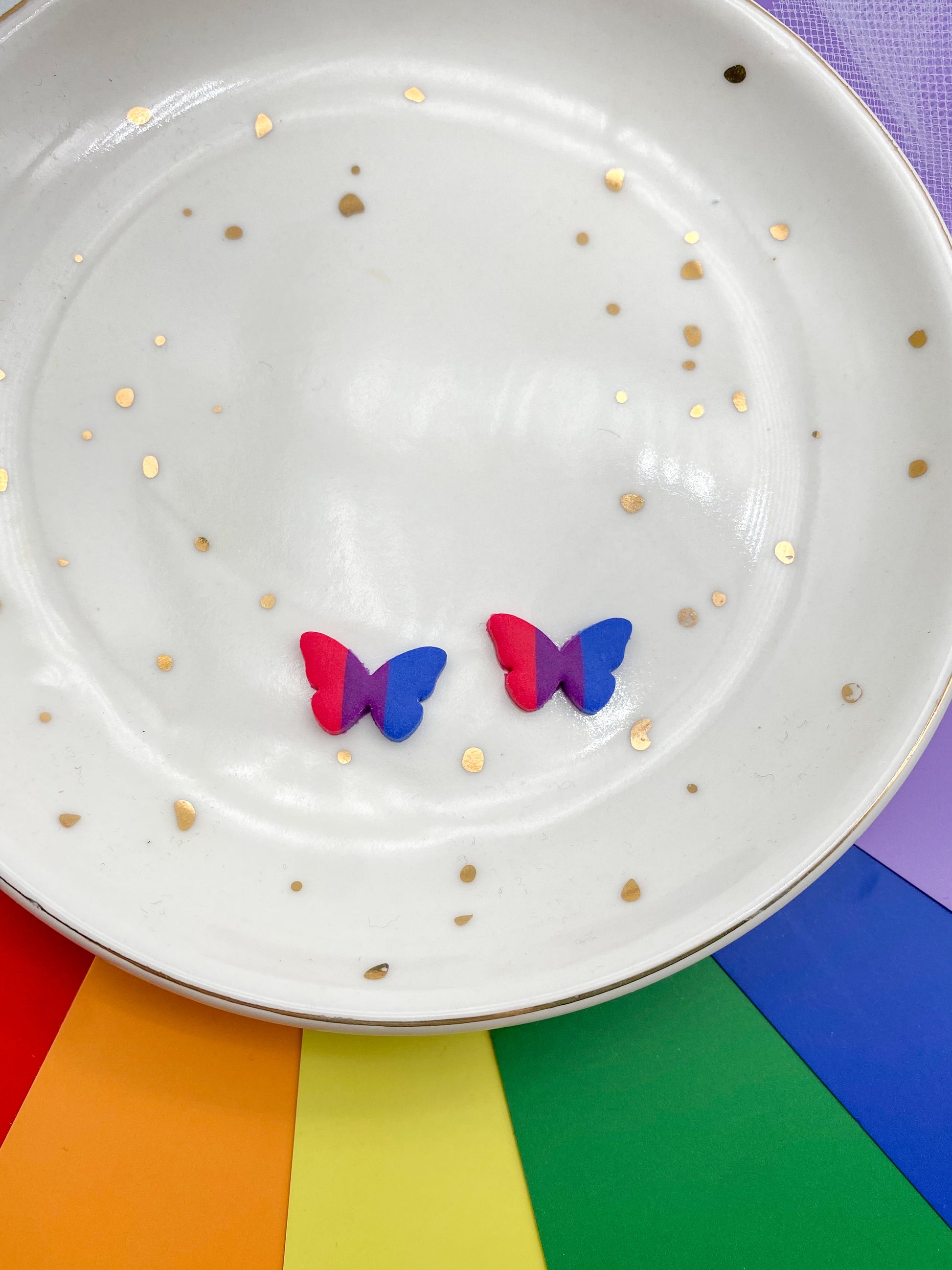 Small Butterfly Pride Studs - Balooga Designs