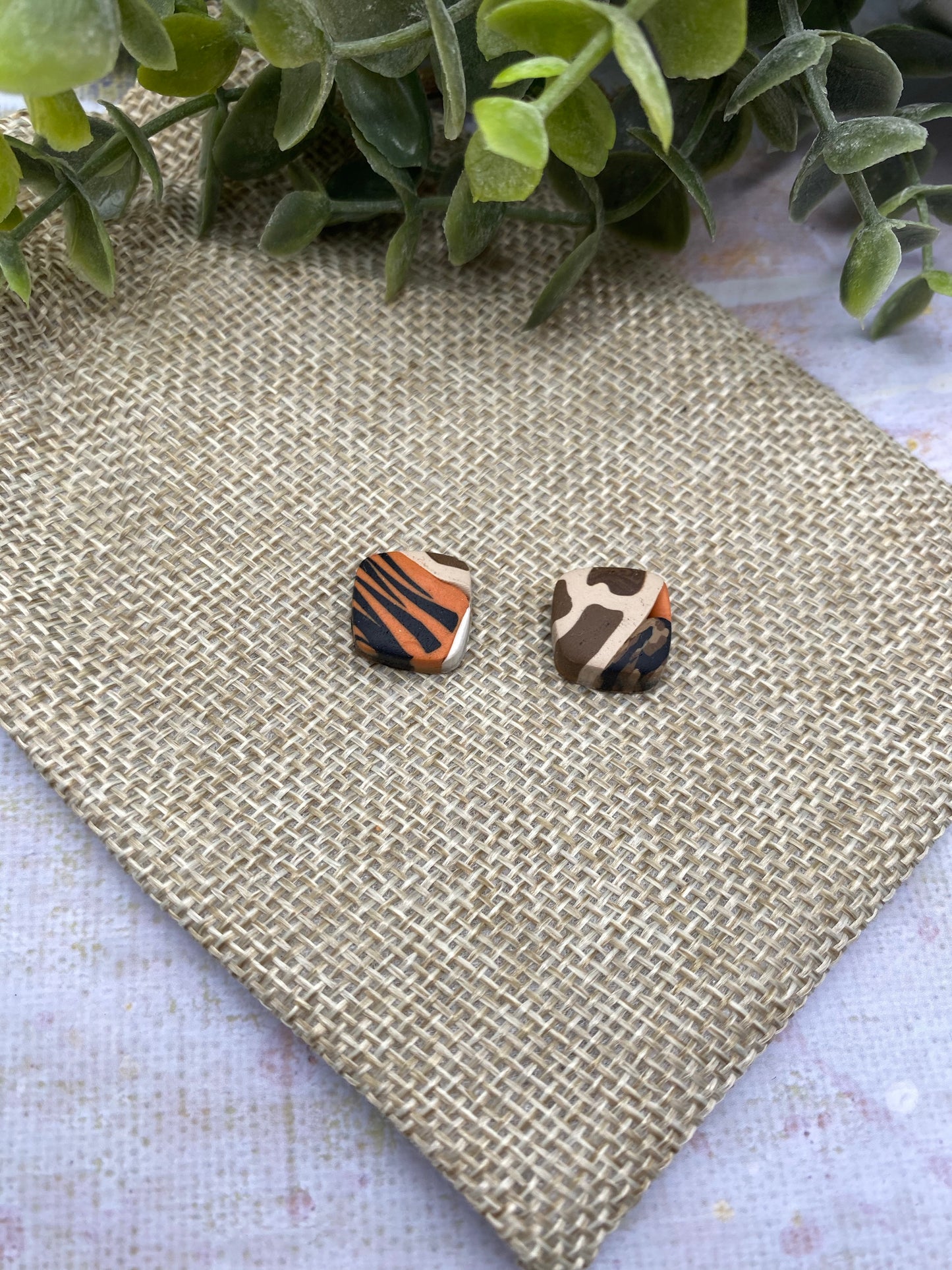 Small Square Studs - Prints - Balooga Designs