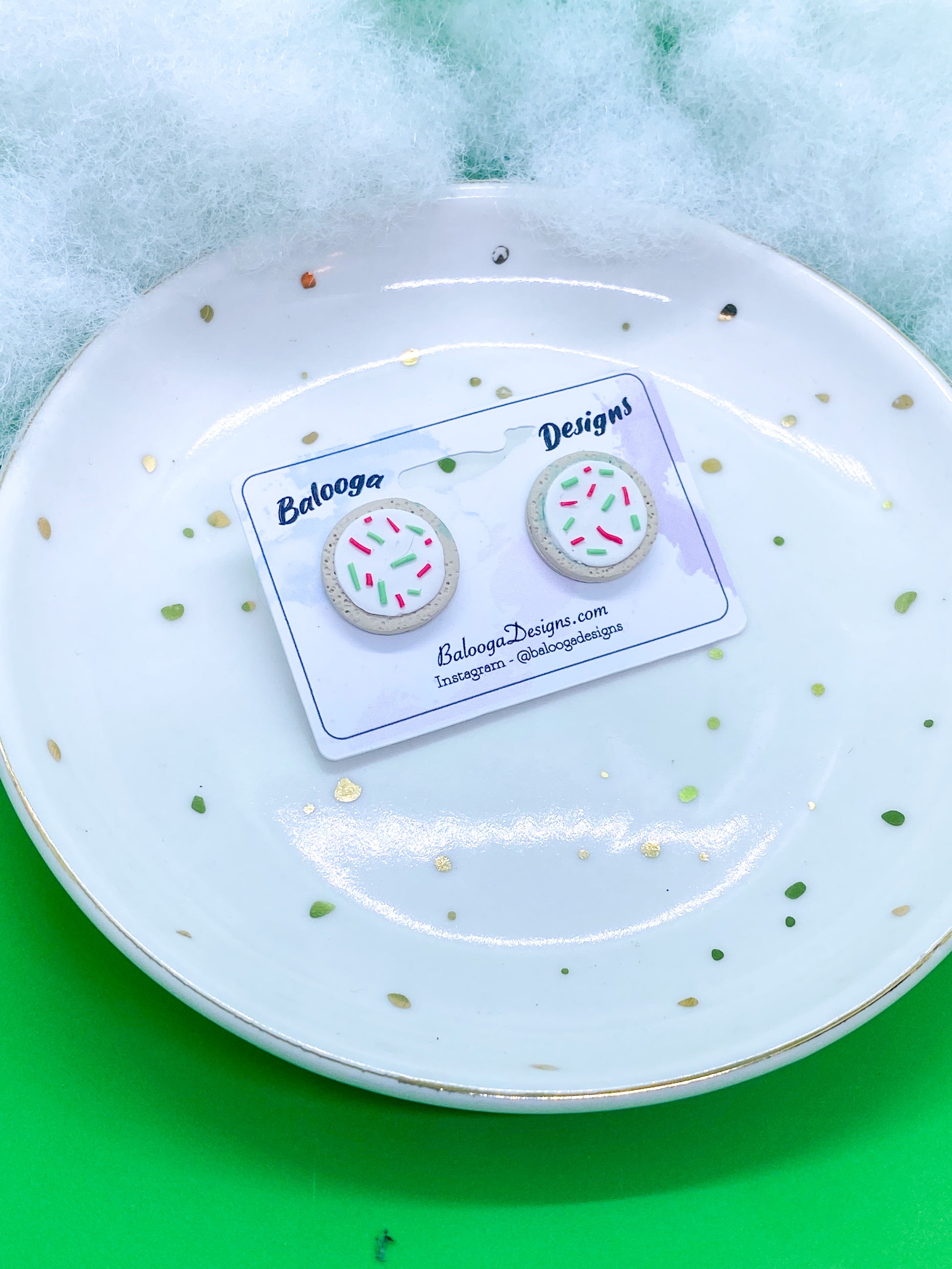 Frosted White Round Cookie Studs - Balooga Designs