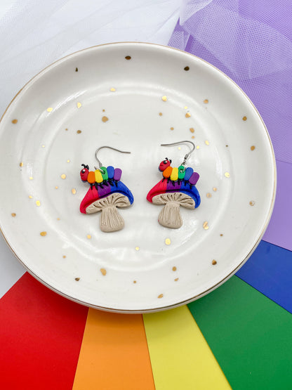 Mushroom Friend Pride Dangles - Balooga Designs