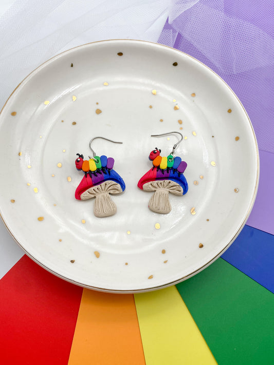 Mushroom Friend Pride Dangles - Balooga Designs