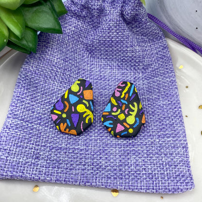 Alexandria Studs in Neon Doodles - Balooga Designs