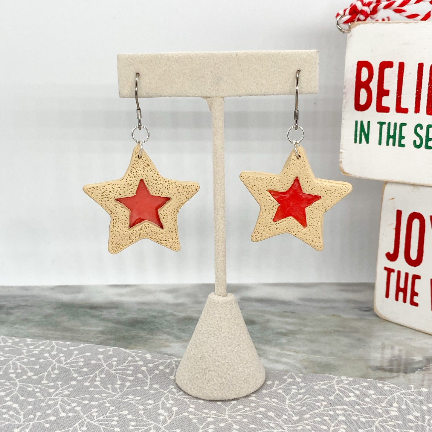 Stained Glass Star Cookie Earrings