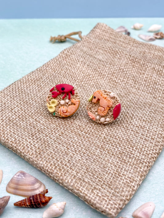 Circle Studs - Ocean Floor A - Balooga Designs