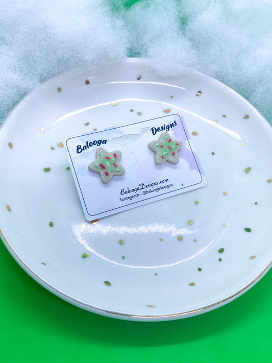 Glazed Green Star Cookie Studs - Balooga Designs