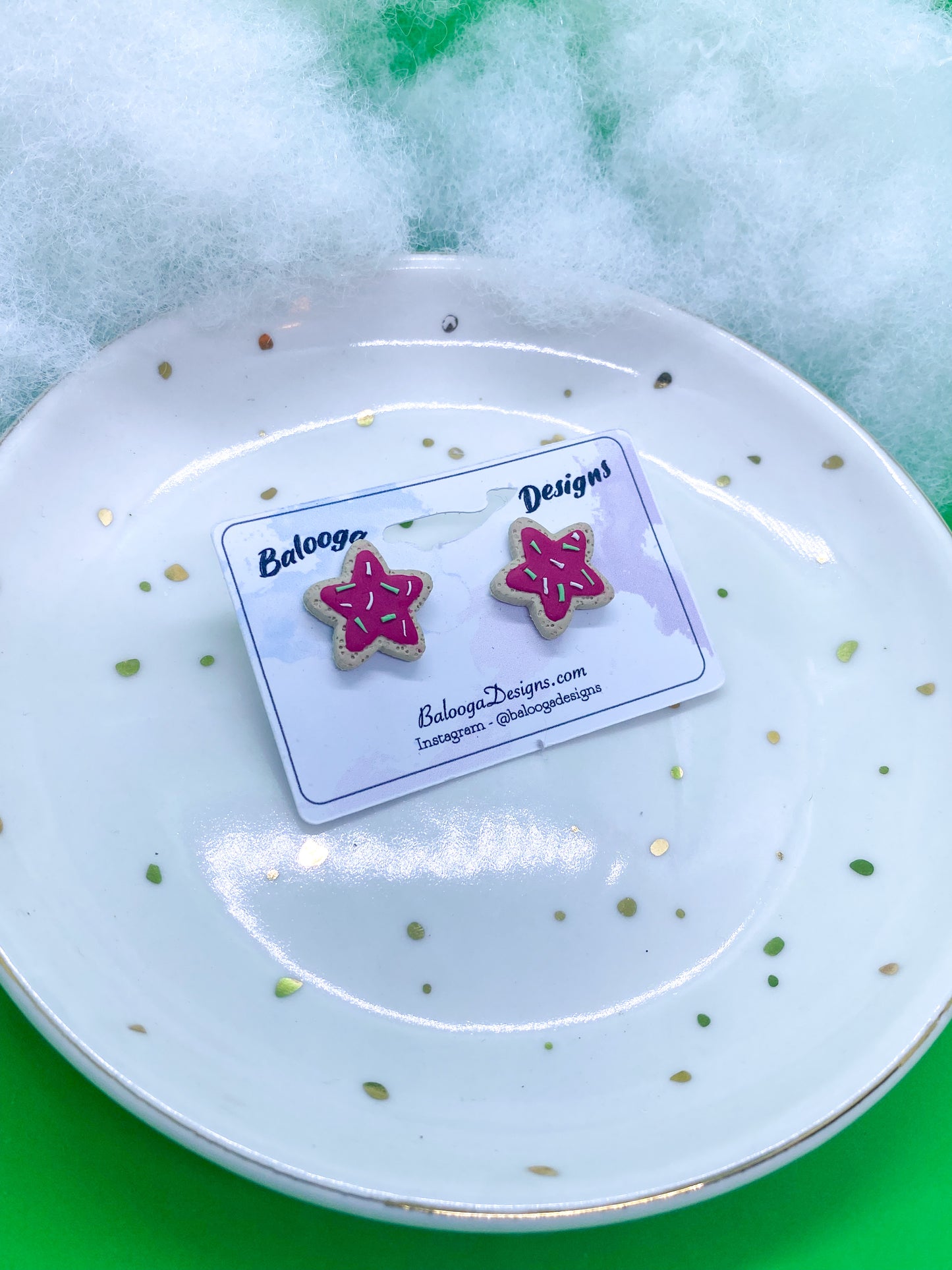 Frosted Red Star Cookie Studs - Balooga Designs