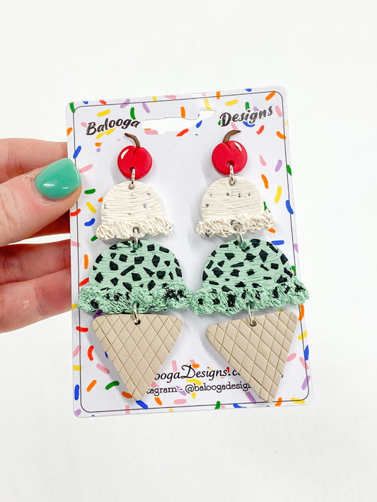 Ice Cream Cone Dangles - Balooga Designs